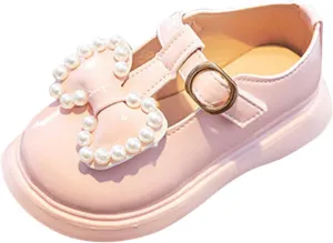 sfdgfhyf Kids House Foot Warmer Toddler Girls Dress Shoes Pearl Bow Shoes Summer Outdoor Soft Rubber Sole Flat Shoes