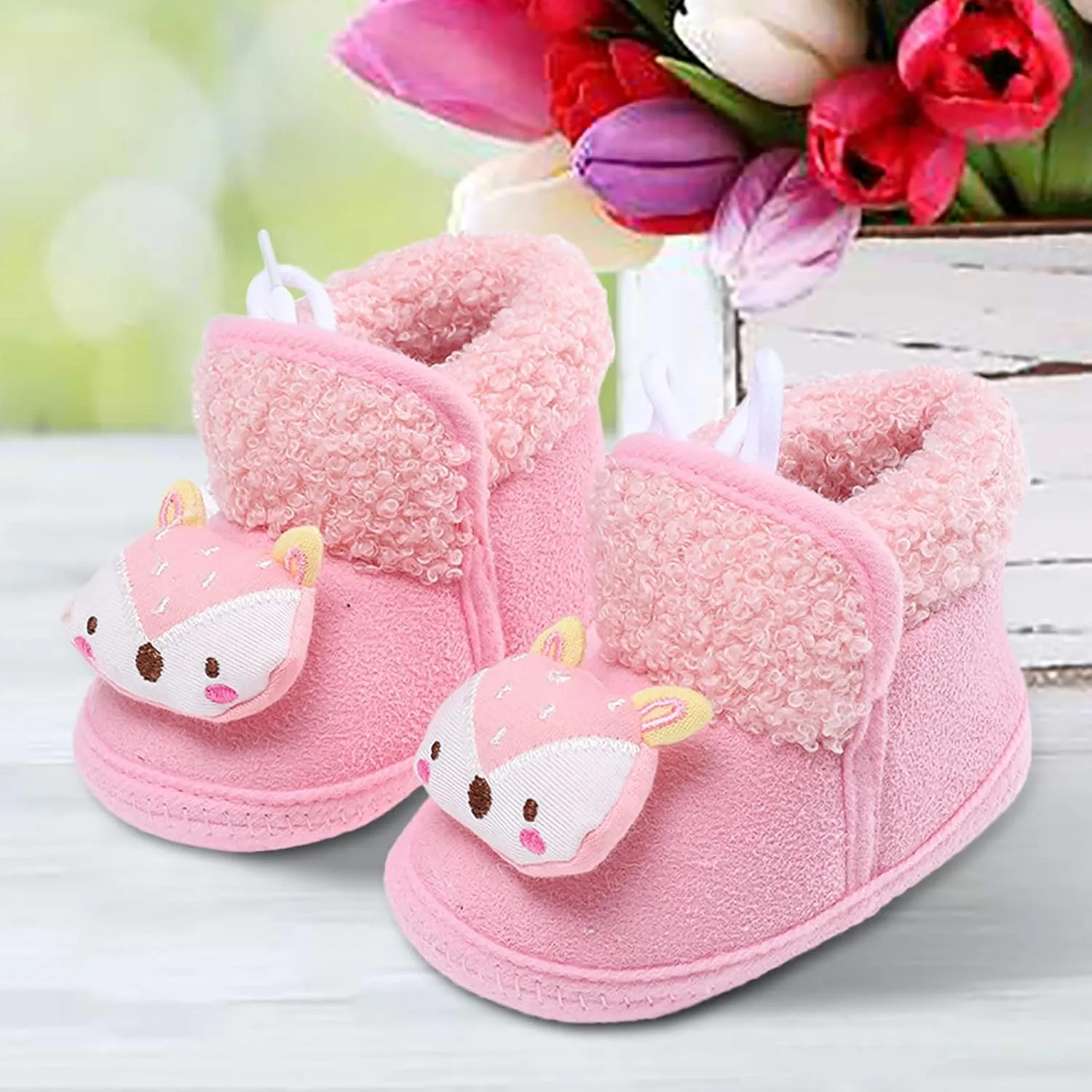 sfdgfhyf Little Boys Autumn Shoes 0-18 Months Baby Girl Boy Warm Shoes Soft Sole Booties Snow Boots Infant (Pink, 6-12 Months)