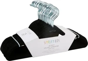 Simplify Black Kids Velvet Hangers 25pc