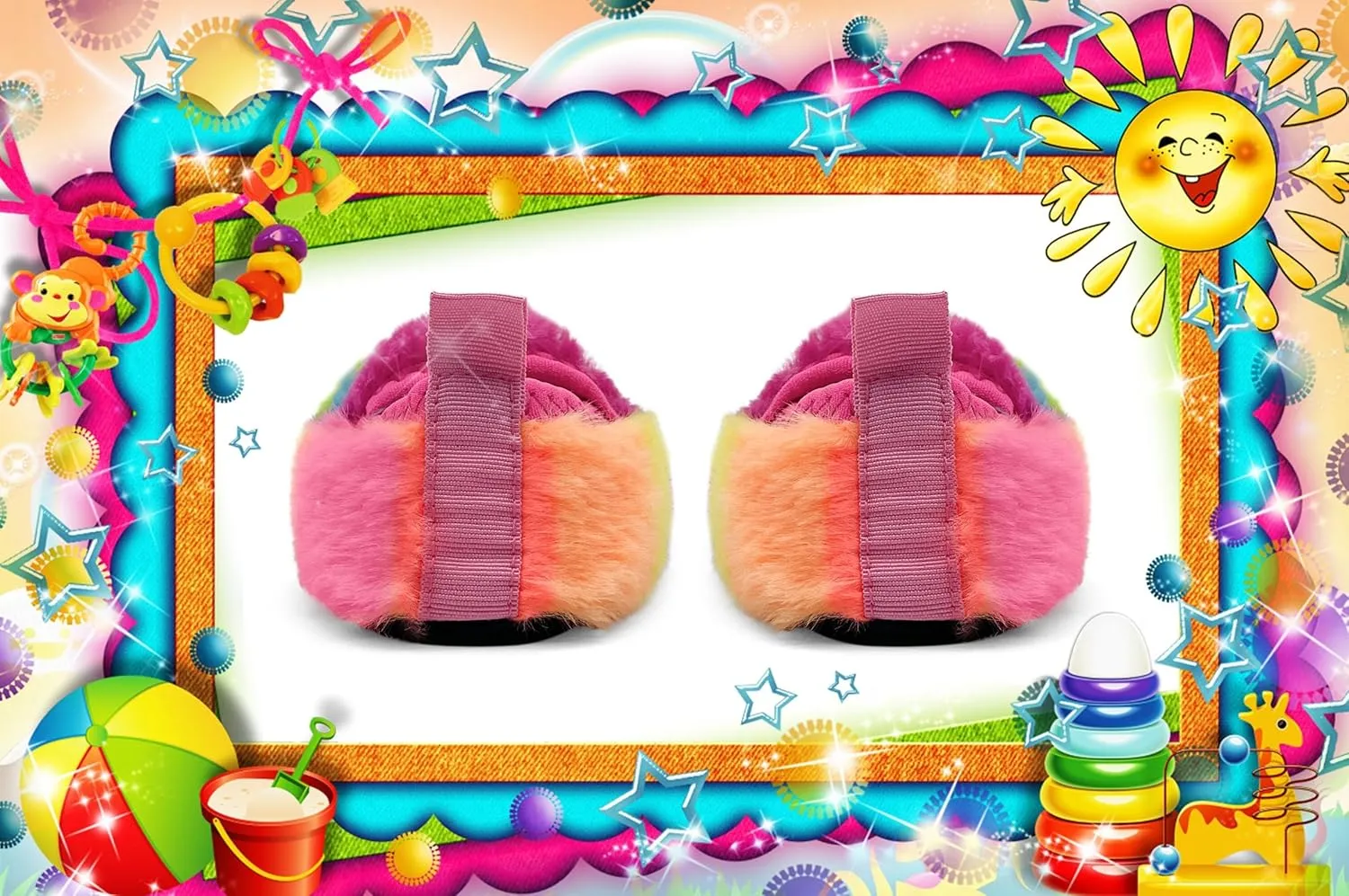Smile Face Slippers Kids Fuzzy Indoor House Slippers Toddler Home Cozy Socks Cute Face Non-Slip Rubber Sole Warm Shoes Cartoon Soft For Boys Girls