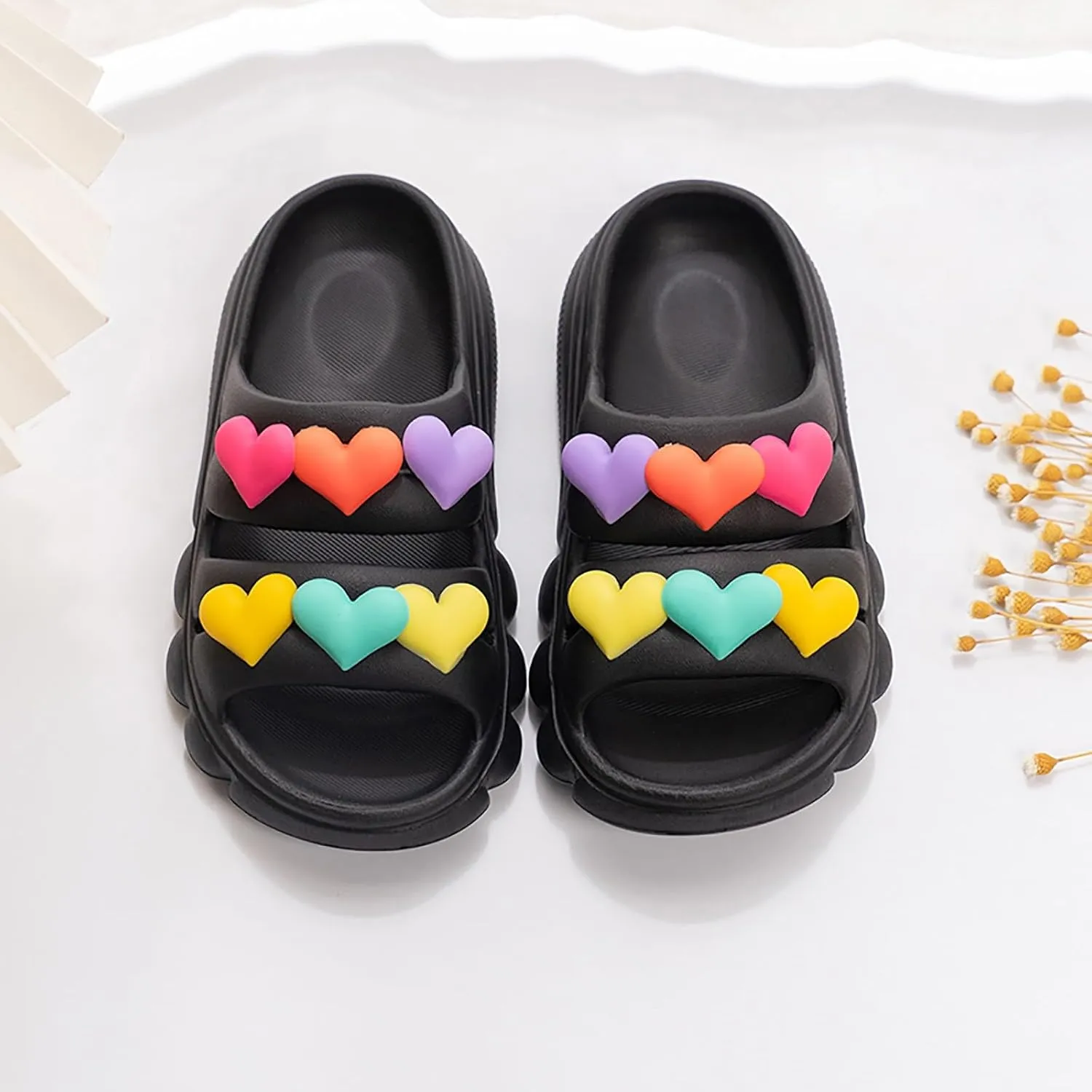 Soft Flat Summer Baby Flower Girl Shoes Girls Shoes Comfortable Soft Sole Home Outdoor Slippers Fashionable Love Children Slippers Lightweight Open Toe Beach Holiday Sandals