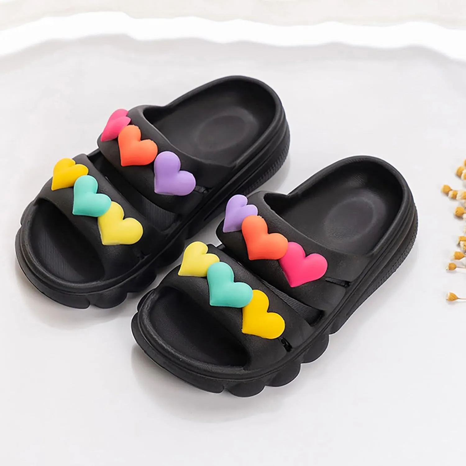 Soft Flat Summer Baby Flower Girl Shoes Girls Shoes Comfortable Soft Sole Home Outdoor Slippers Fashionable Love Children Slippers Lightweight Open Toe Beach Holiday Sandals