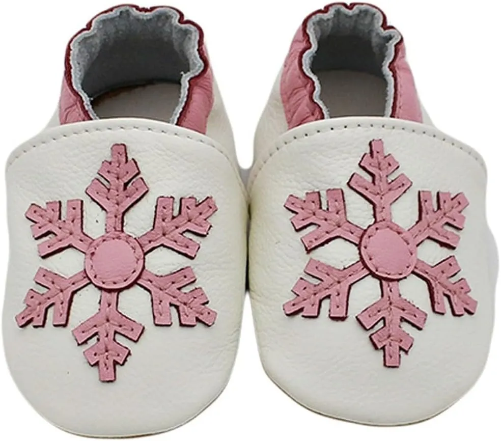 Soft Leather Slippers Baby occasins with Rubber Sole, Anti-Slip Infant Toddler First Walking Shoes for Little Baby Boys Slippers