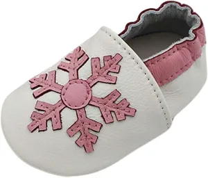 Soft Leather Slippers Baby occasins with Rubber Sole, Anti-Slip Infant Toddler First Walking Shoes for Little Baby Boys Slippers