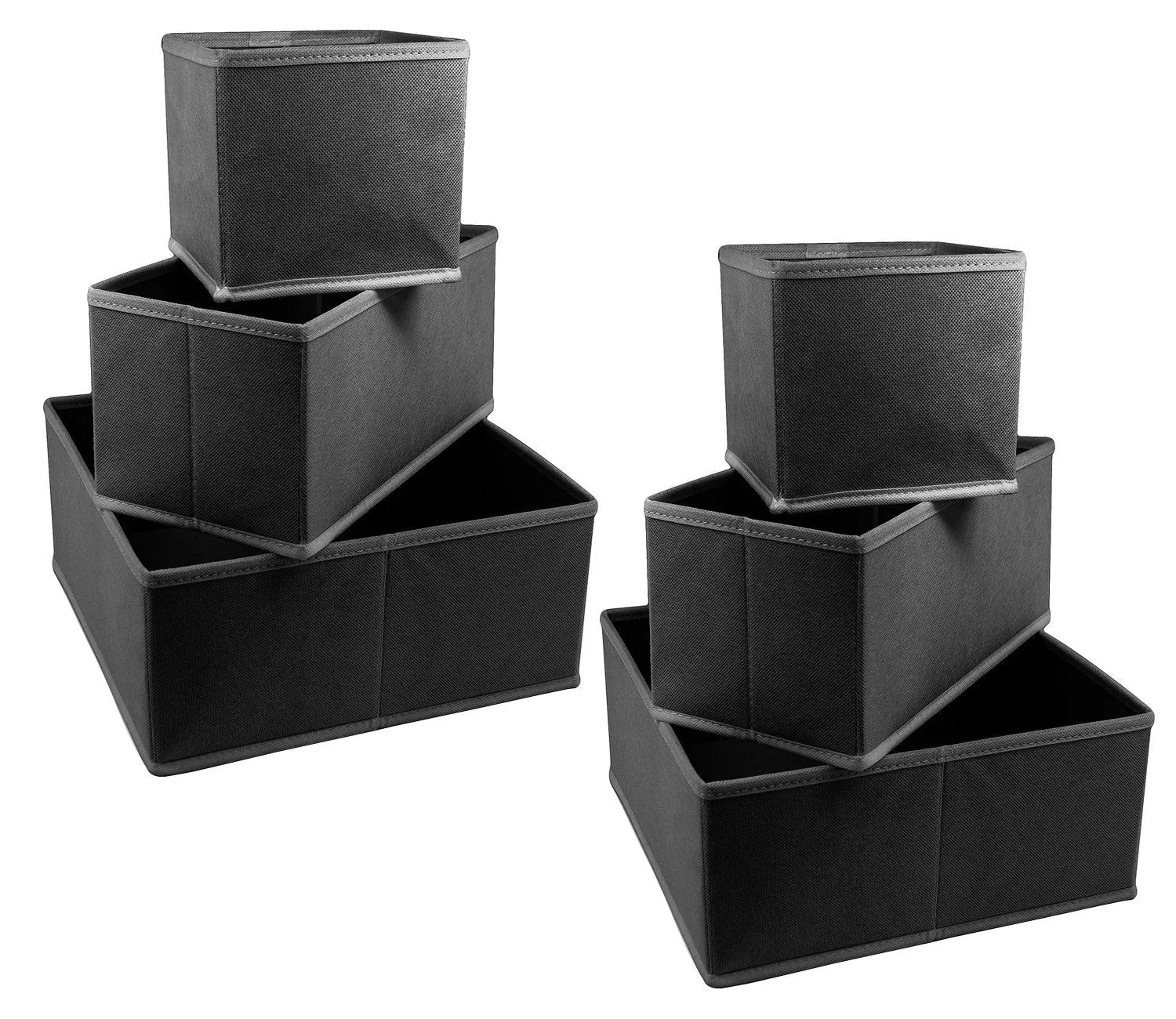 Sorbus Foldable Storage Drawer Closet Dresser Organizer Bins for Underwear, Bras, Socks, Ties, Scarves, Accessories and More - 6 Piece Set (Black)
