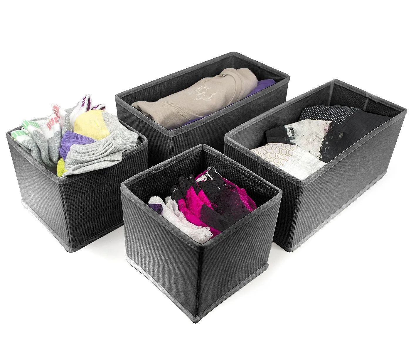 Sorbus Foldable Storage Drawer Closet Dresser Organizer Bins for Underwear, Bras, Socks, Ties, Scarves, Accessories and More - 6 Piece Set (Black)