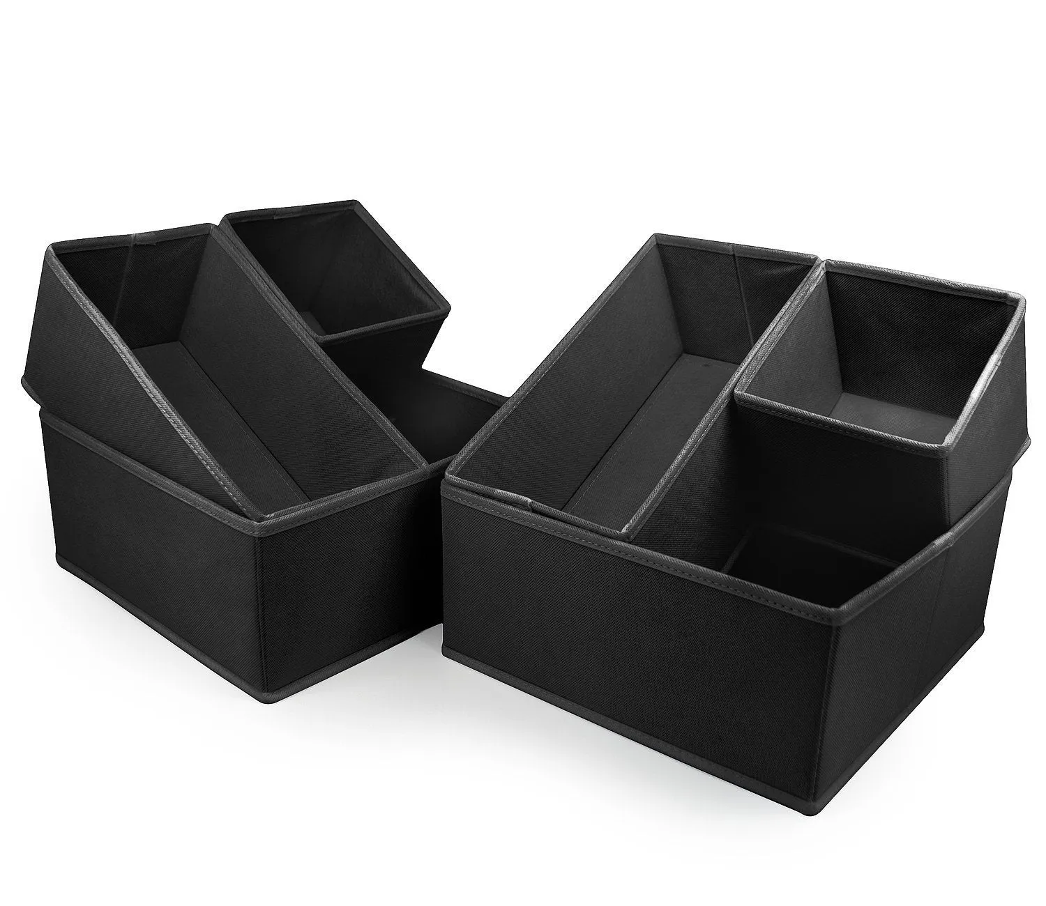 Sorbus Foldable Storage Drawer Closet Dresser Organizer Bins for Underwear, Bras, Socks, Ties, Scarves, Accessories and More - 6 Piece Set (Black)