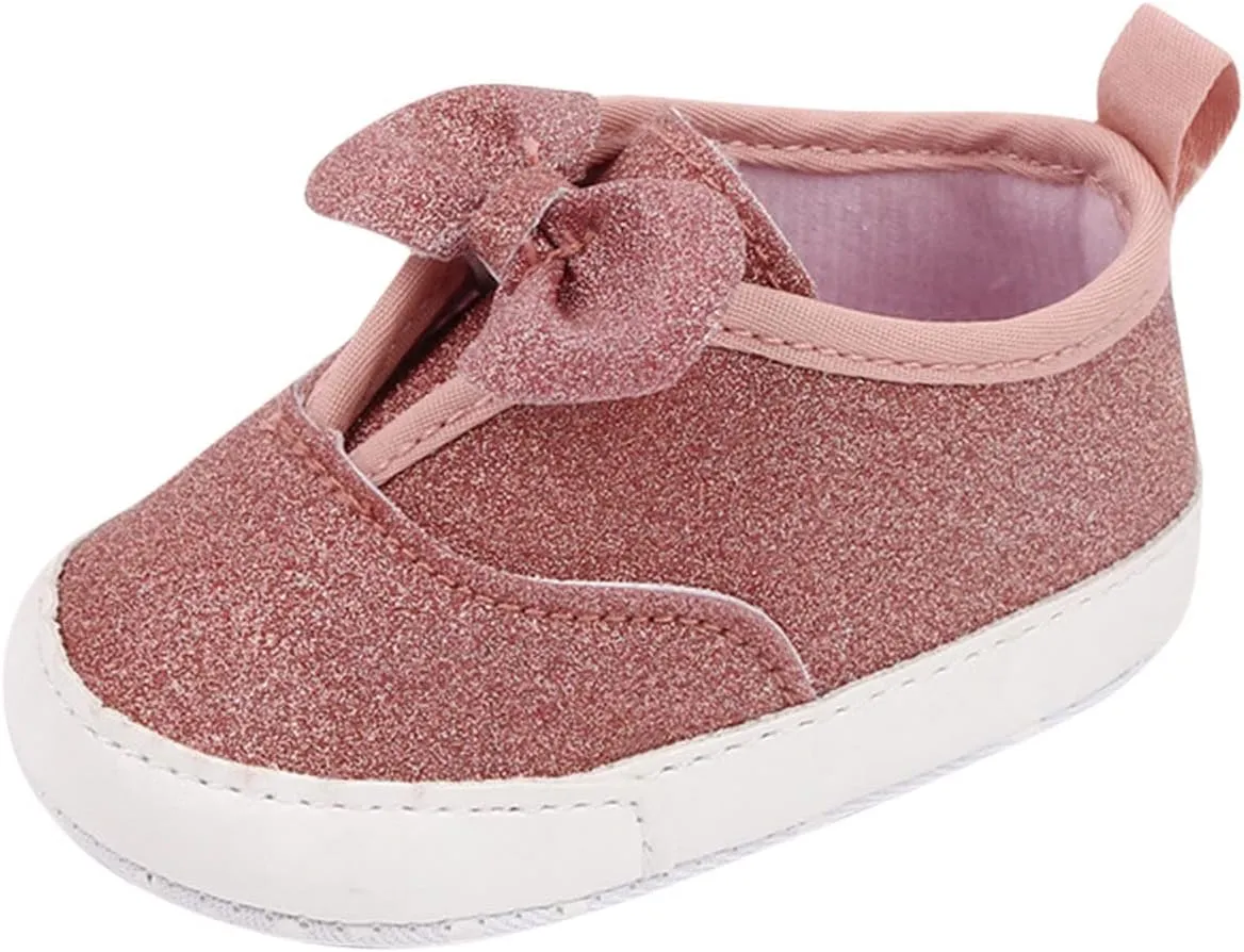 Spring and Summer Children Baby Toddler Shoes Girls Casual Shoes Flat Sole Light Solid Color Bowknot Sequins Slip On Comfortable Girls Size 4 Shoes