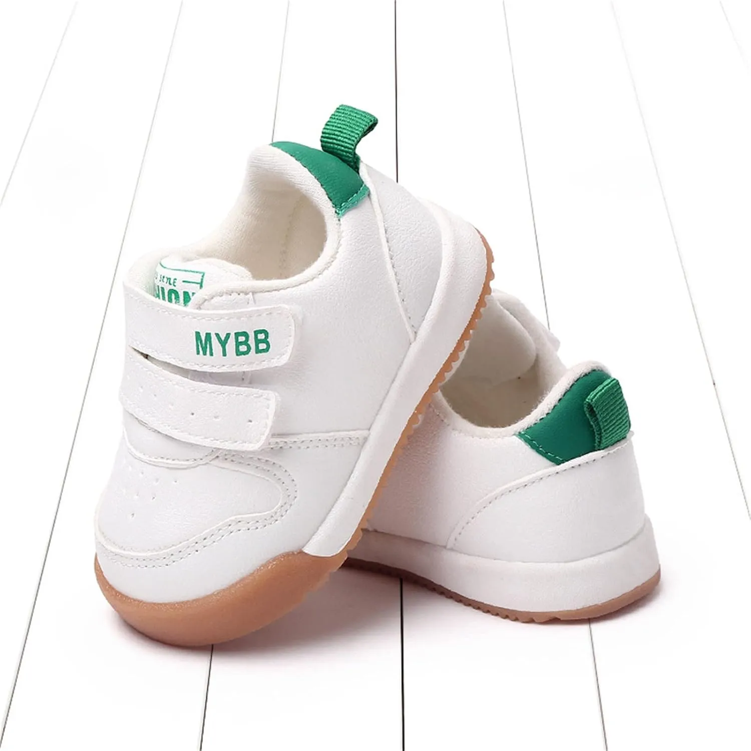 Spring and Summer Children Infant Infant Shoes Boys and Girls Sports Shoes Flat Bottom Non Slip Comfortable Solid Color Double Band Hook Loop Baby Shoes 12-18 Months
