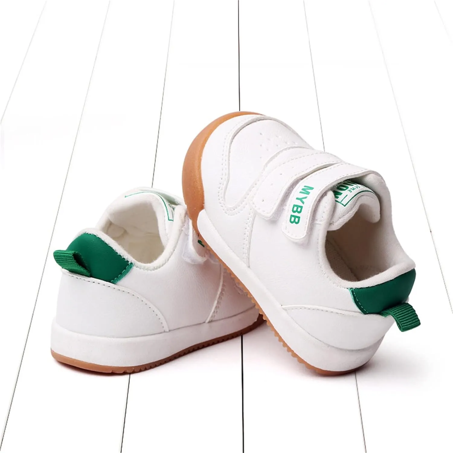 Spring and Summer Children Infant Infant Shoes Boys and Girls Sports Shoes Flat Bottom Non Slip Comfortable Solid Color Double Band Hook Loop Baby Shoes 12-18 Months