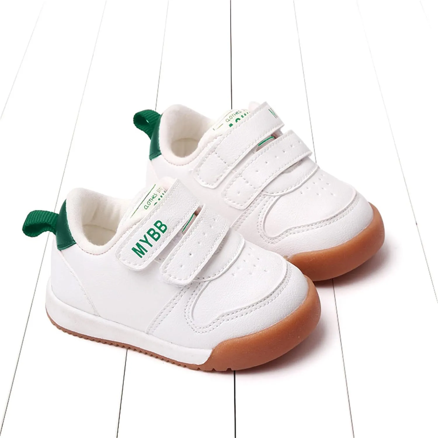 Spring and Summer Children Infant Infant Shoes Boys and Girls Sports Shoes Flat Bottom Non Slip Comfortable Solid Color Double Band Hook Loop Baby Shoes 12-18 Months