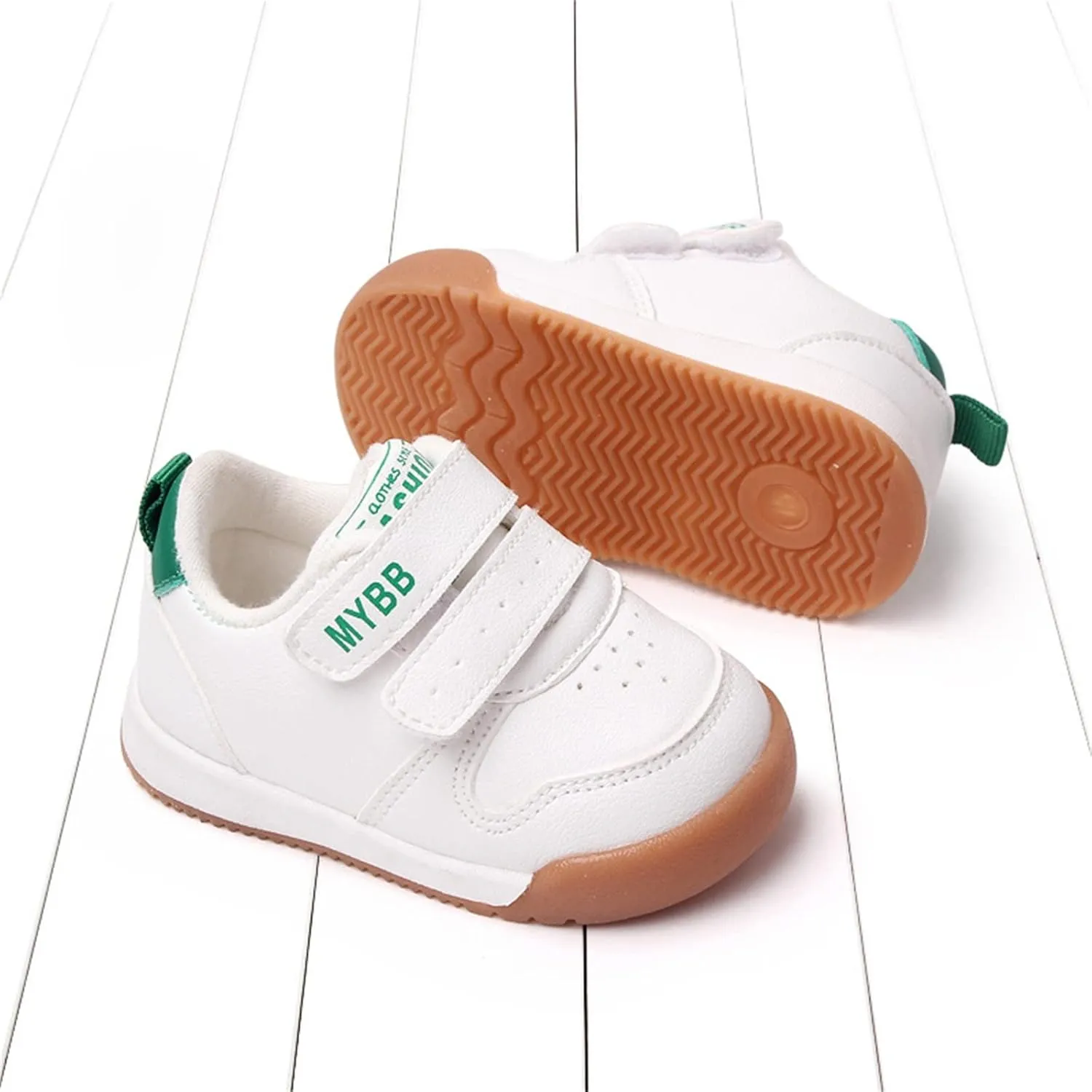 Spring and Summer Children Infant Infant Shoes Boys and Girls Sports Shoes Flat Bottom Non Slip Comfortable Solid Color Double Band Hook Loop Baby Shoes 12-18 Months
