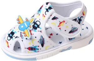 Summer Children Infant Toddler Shoes Girls Sandals Flat Bottom Non Slio Open Toe Slip Breathable Soft Cartoon Space Pattern Baby Walkers Shoes Girls