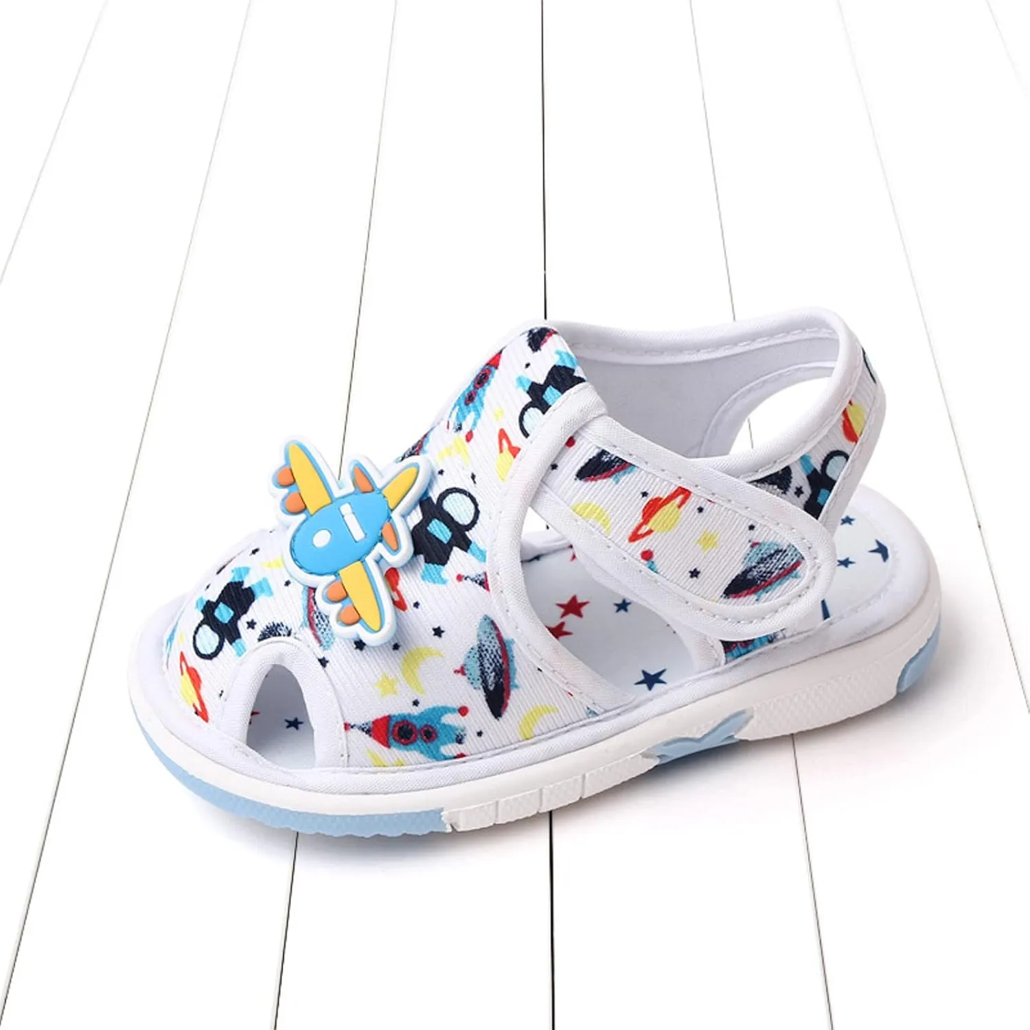 Summer Children Infant Toddler Shoes Girls Sandals Flat Bottom Non Slio Open Toe Slip Breathable Soft Cartoon Space Pattern Baby Walkers Shoes Girls
