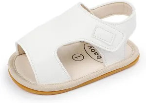 Summer Girls Boys Beach Open-Toes Sandals Solid Toddler Baby Children Non-Slip Breathable Soft Rubber Sole Shoes