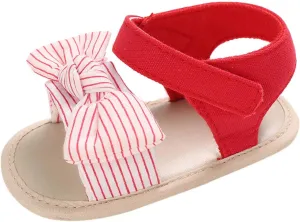 Summer Striped Bow Sandals Baby Sandals Infant Girls Soft sole Non-Slip First Walkers Shoes Walking Shoes