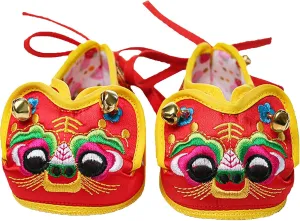 Tiger Style Shoes Mary Jane Shoes for 0-6 Month Chinese Style Handmade Baby Toddler Shoes Celebration Full Month