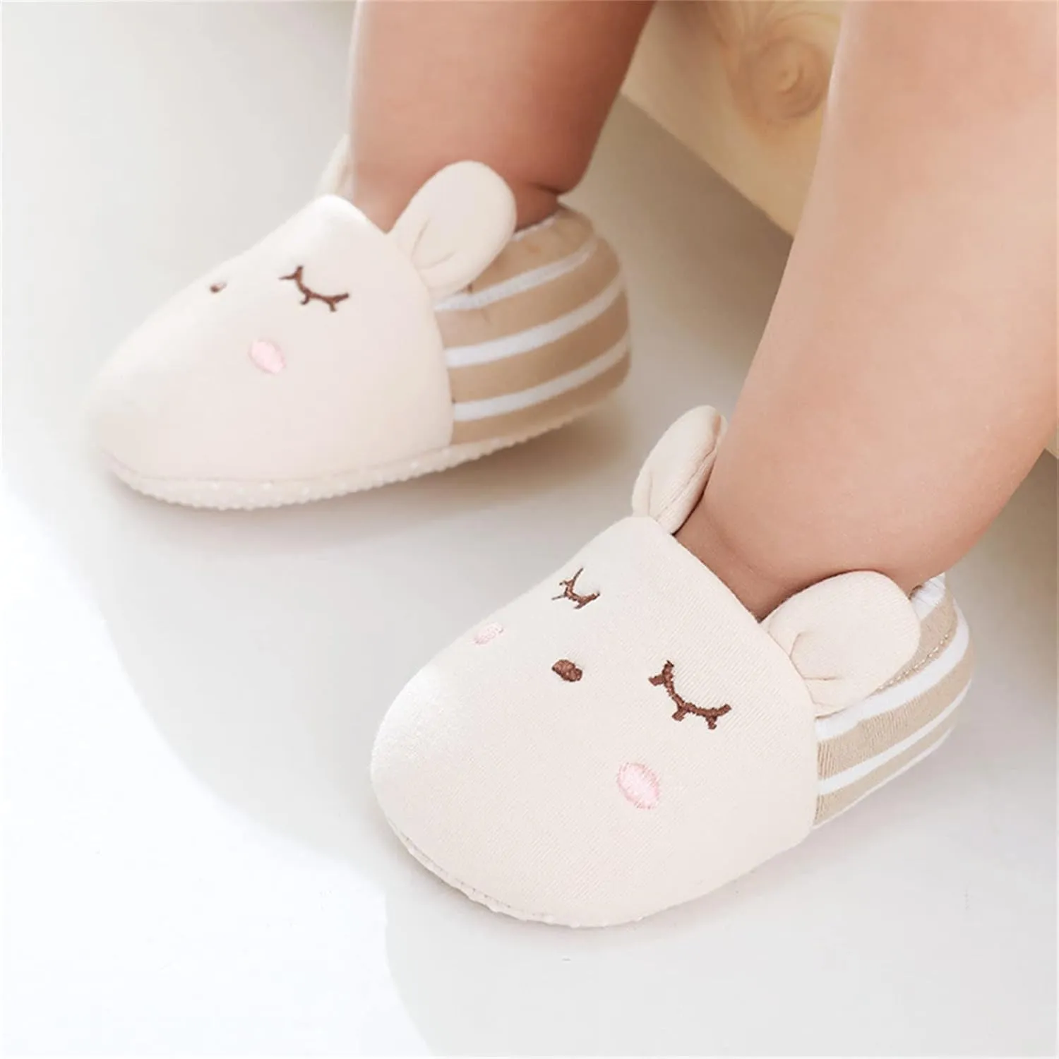 Toddler Baby Ear Sock Cotton Slippers Boys Girls Soft Non-slip House Floor Shoes Infant First Wailing Slipper