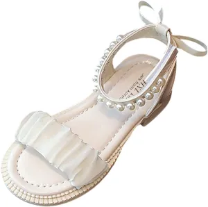 Toddler Baby Girl Child Summer Shoes Lace Sandals Non Slip Soft Sole Open Toe Shoes Elegant (Beige, 9.5 Toddler)