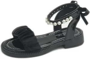 Toddler Baby Girl Child Summer Shoes Lace Sandals Non Slip Soft Sole Open Toe Shoes Elegant (Black, 2.5 Big Kids)