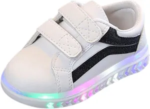 Toddler Baby Kid Baby Girls Boys Striped Bling Flat Led Luminous Sport Sneaker Shoes Sport Outdoor Shoes