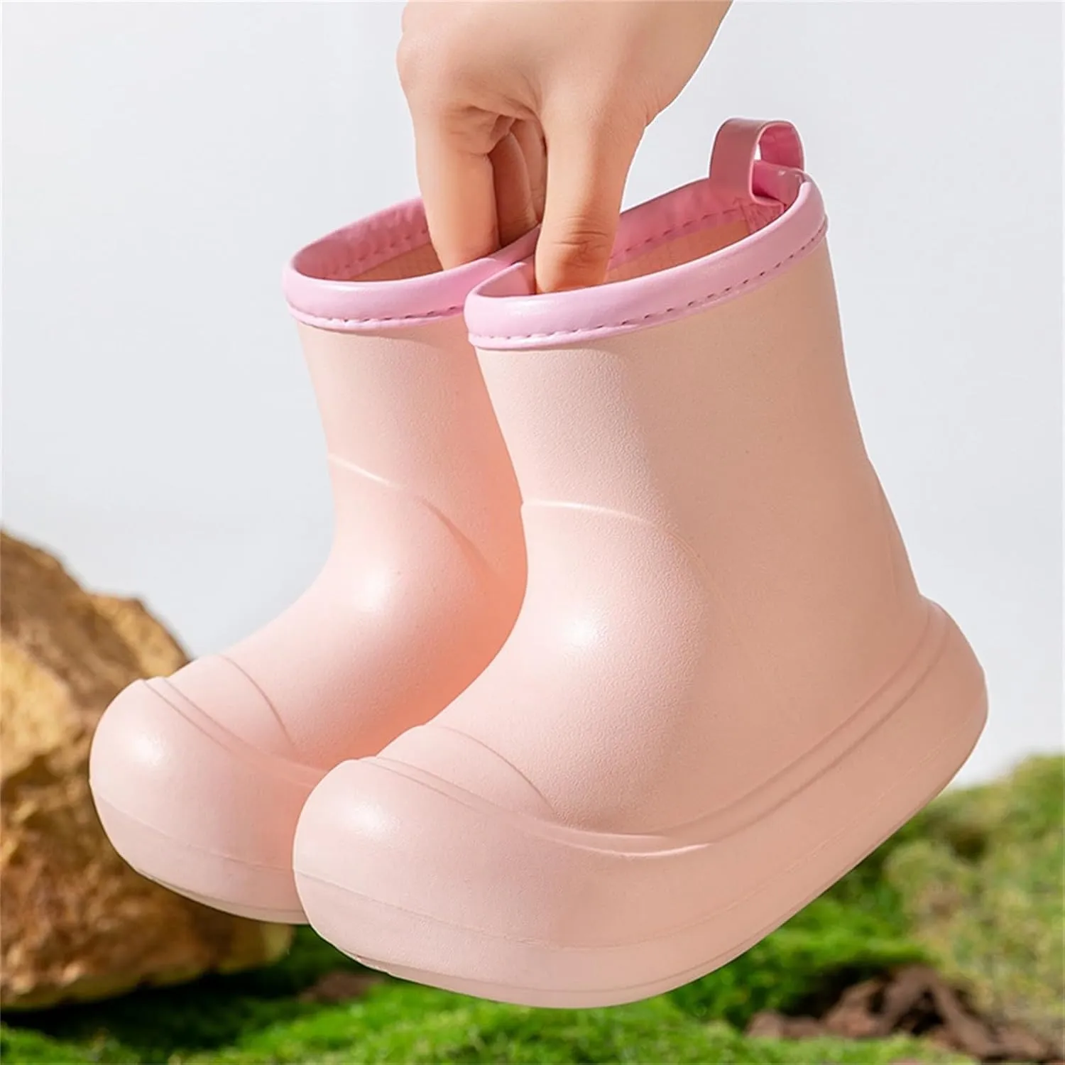 Toddler Baby Rain Boots Easy-on Soft Sole Anti Slip Lightweight Water-proof Garden Shoes Outer Wear Size 6 Toddler Boots