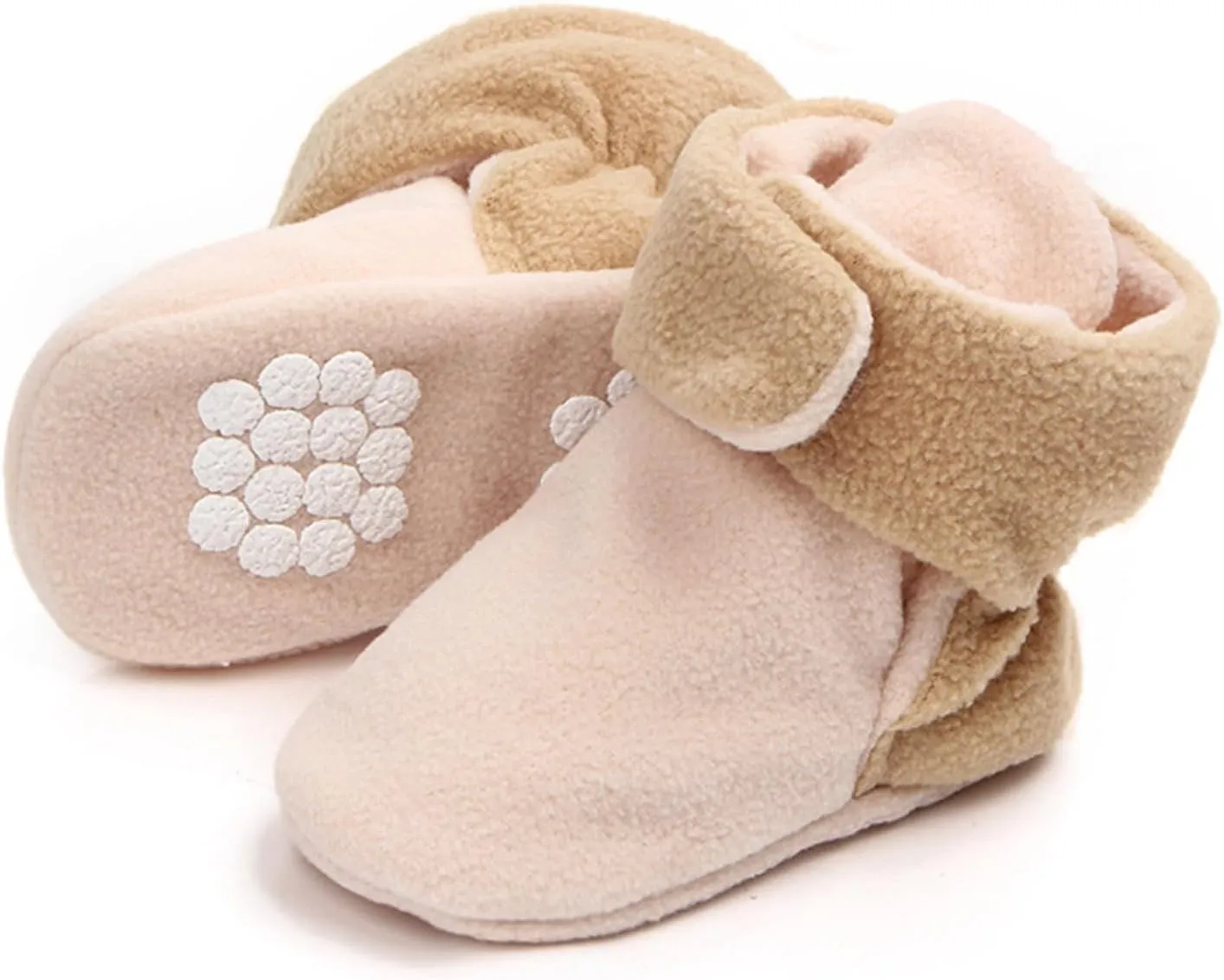 Toddler Baby Shoes Socks Solid Color Patchwork Knitted Plush Baby Socks Shoes for 0 to 12Months Toddler Girl Sandals