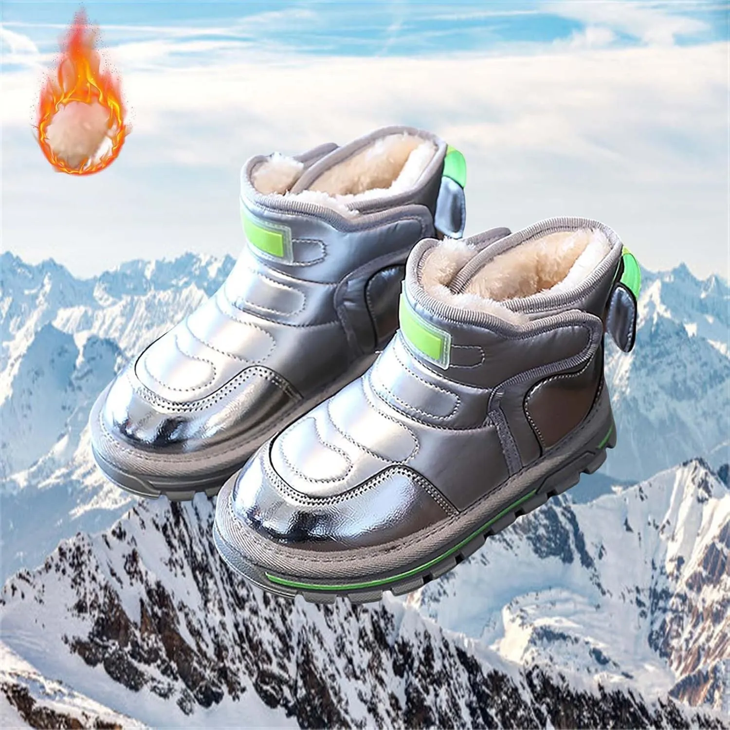 Toddler Boots Baby Girl Boy Waterproof Ankle Boots Toddler Leather Soft Sole Non-Slip Booties Kids Cozy Walking Shoes