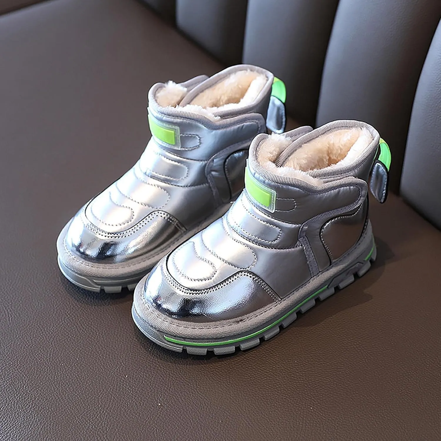 Toddler Boots Baby Girl Boy Waterproof Ankle Boots Toddler Leather Soft Sole Non-Slip Booties Kids Cozy Walking Shoes