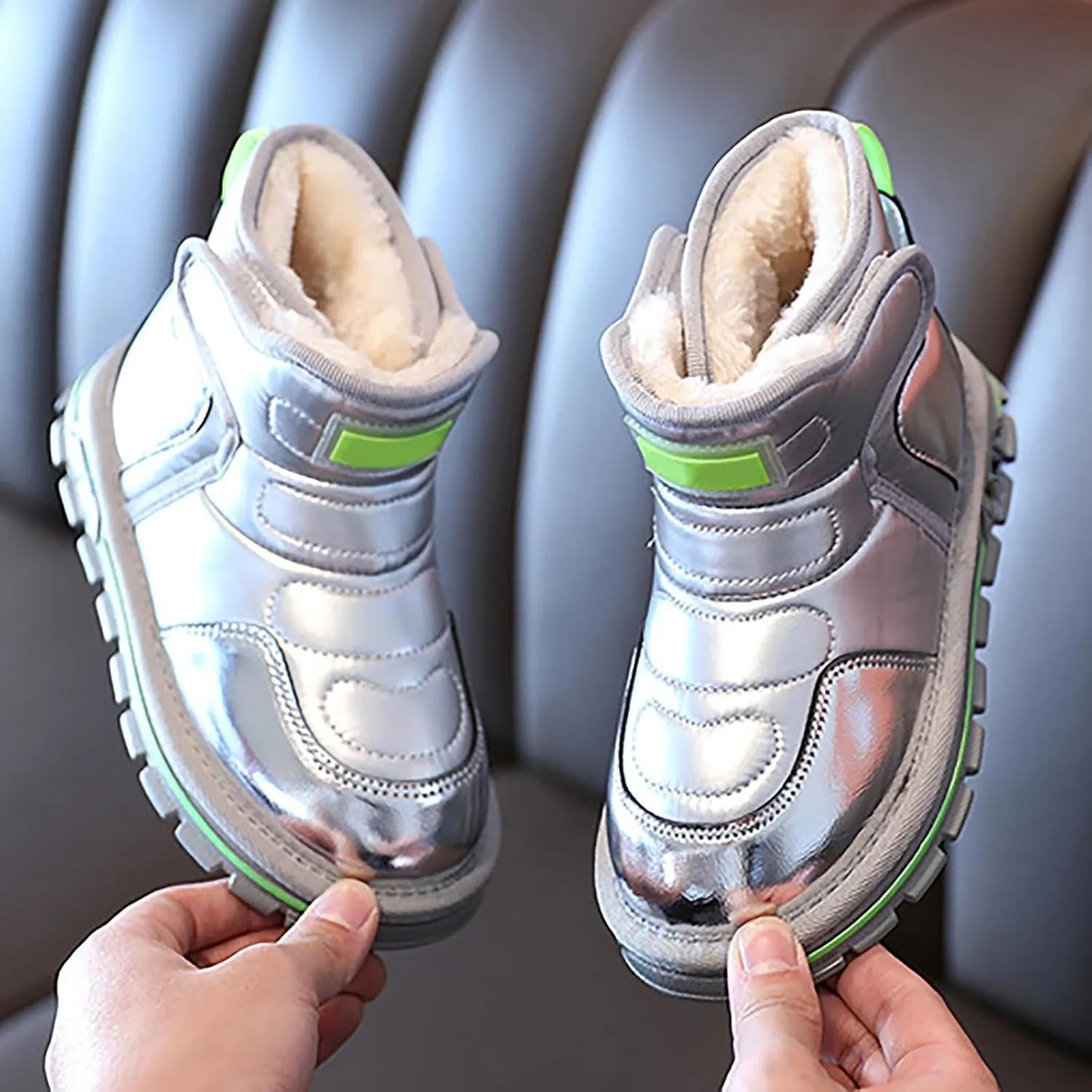 Toddler Boots Baby Girl Boy Waterproof Ankle Boots Toddler Leather Soft Sole Non-Slip Booties Kids Cozy Walking Shoes