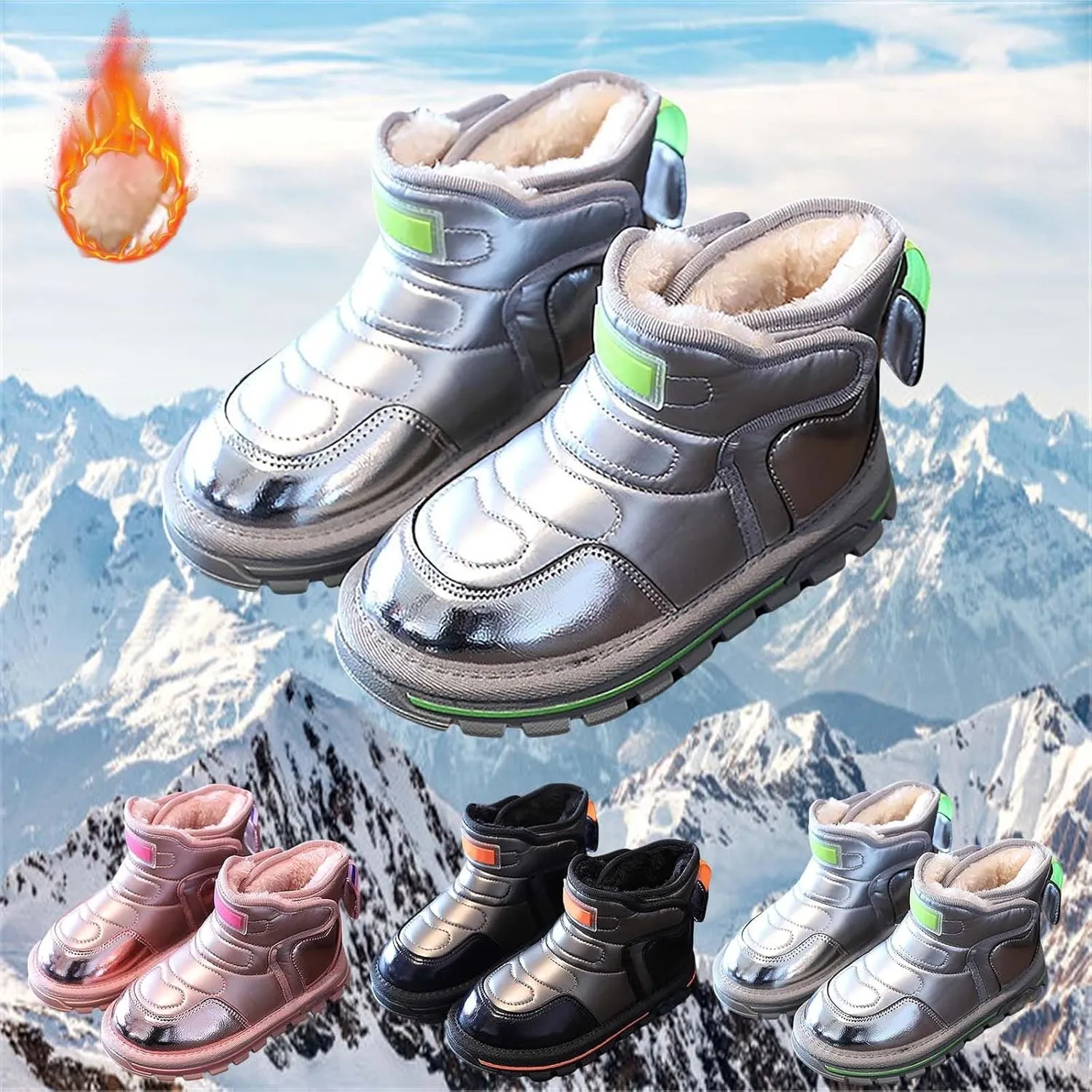 Toddler Boots Baby Girl Boy Waterproof Ankle Boots Toddler Leather Soft Sole Non-Slip Booties Kids Cozy Walking Shoes