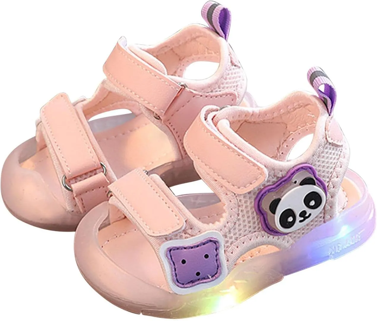 Toddler Boys LED Light Up Sandals Casual Lightweight Breathable Open Toe Anti Slip Adjustable Beach Pool Play Shoes