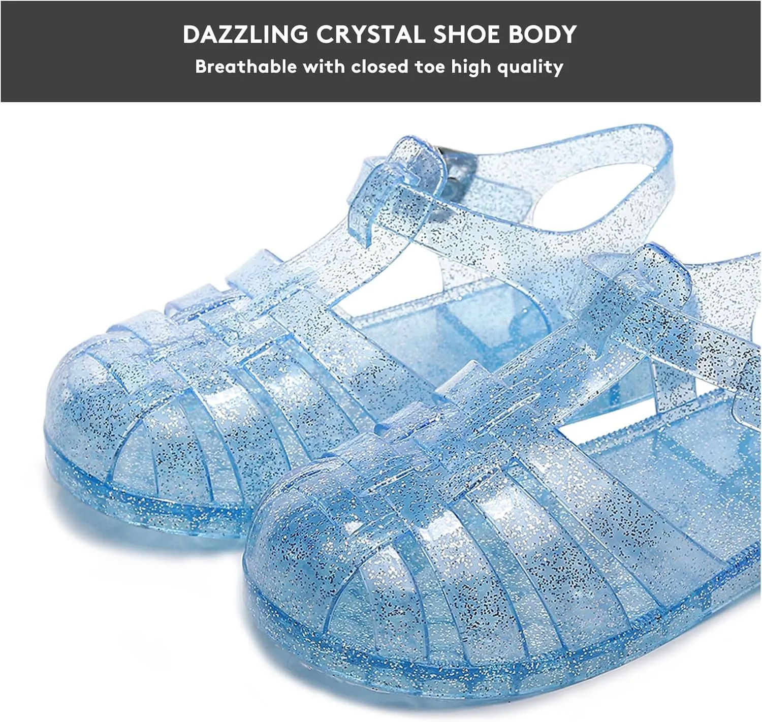 Toddler Girls Jelly Sandals Soft Rubber Sole Closed Toe Beach Summer Shoes Princess Flat
