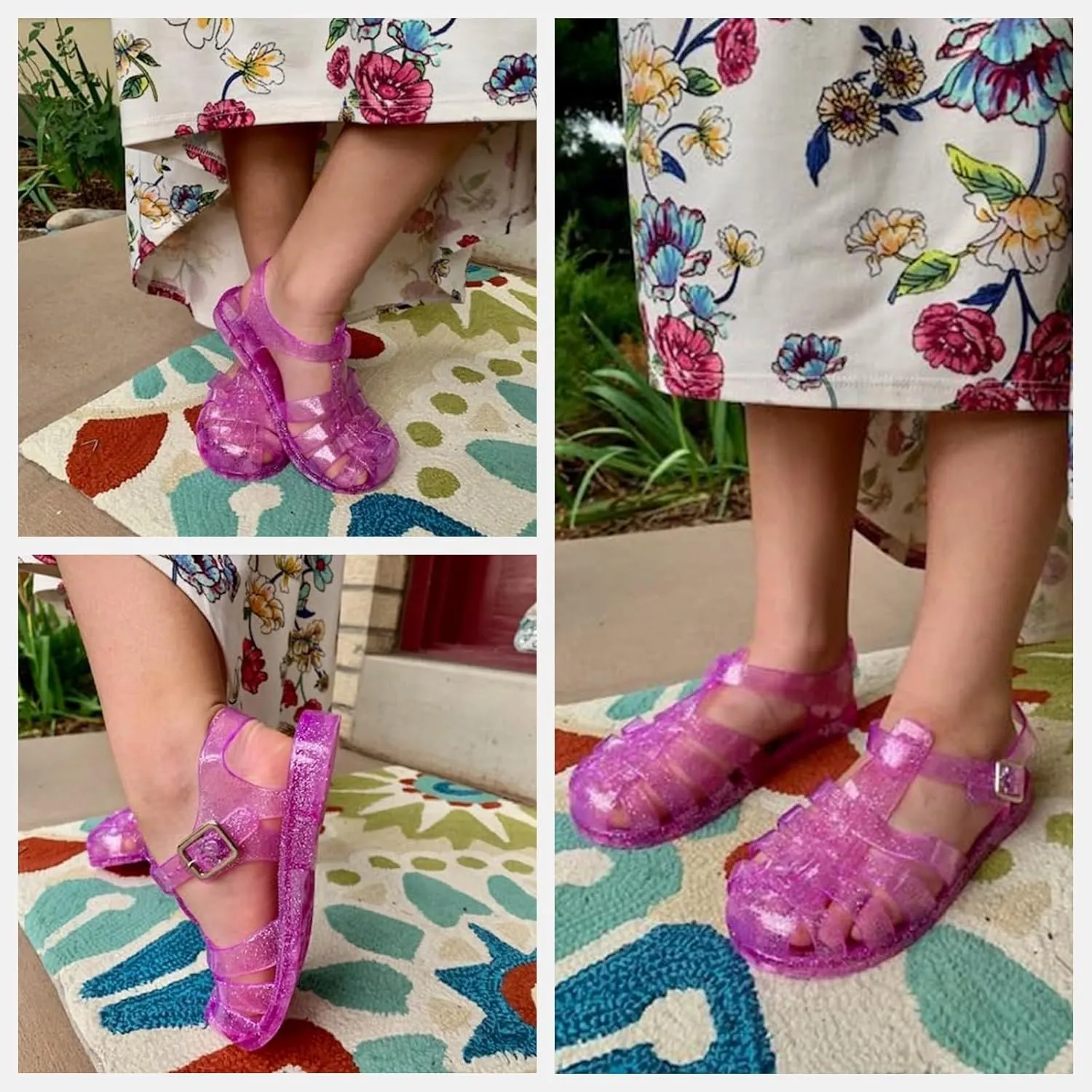 Toddler Girls Jelly Sandals Soft Rubber Sole Closed Toe Beach Summer Shoes Princess Flat