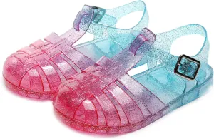 Toddler Girls Jelly Sandals Soft Rubber Sole Closed Toe Beach Summer Shoes Princess Flat