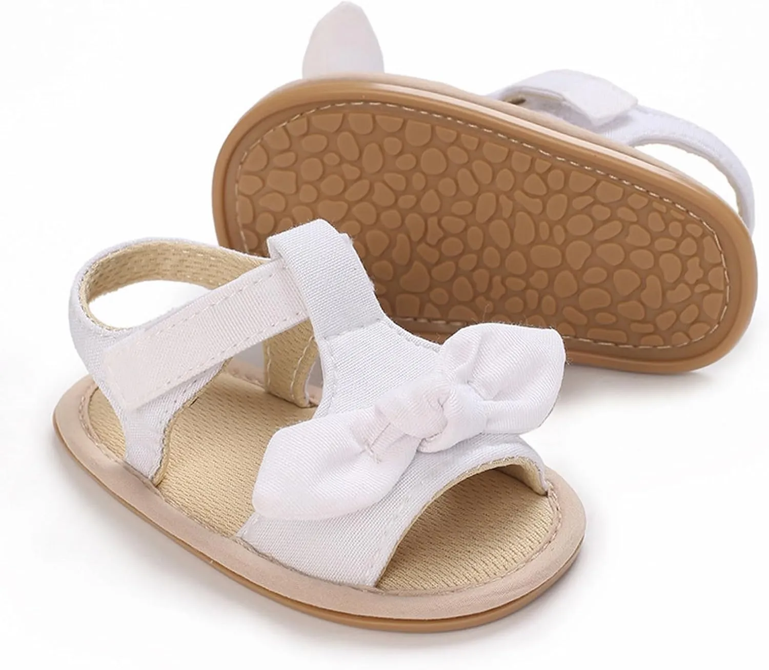 Toddler Sandals Baby Girls Sandals Ruffle Bowknot Premium Soft Sole Anti Slip Open Toe Breathable Summer Sport Sandals