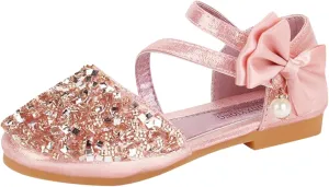 Toddler Sandals Girl, 1-12 Years Infant Kids Baby Girls Pearl Crystal Bling Bowknot Single Princess Shoes Sandals