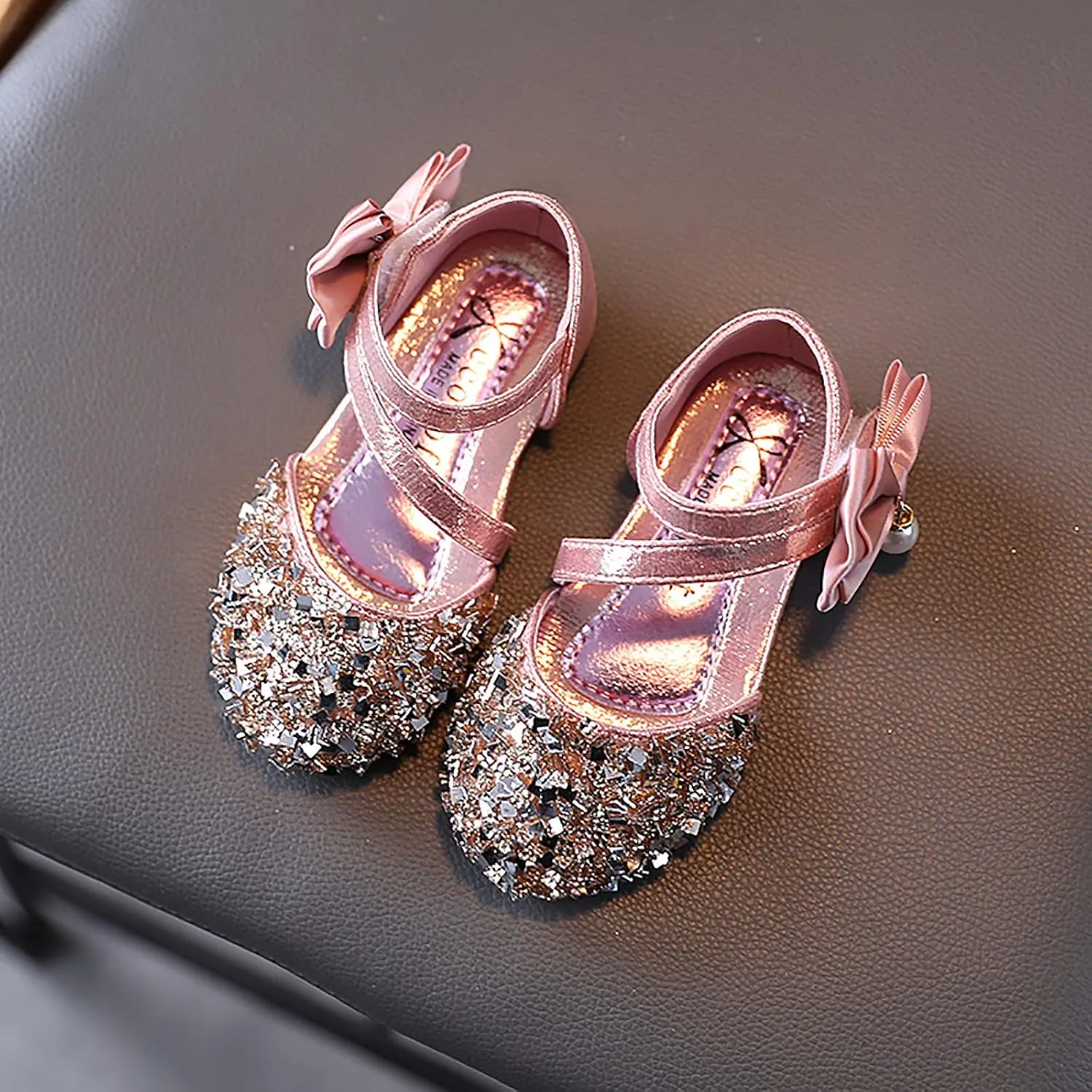 Toddler Sandals Girl, 1-12 Years Infant Kids Baby Girls Pearl Crystal Bling Bowknot Single Princess Shoes Sandals