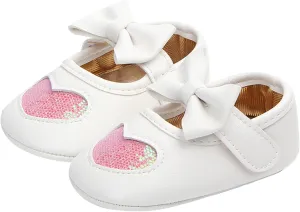Toddler Shoes Four Color Baby Princess Shoes Baby Shoes Indoor Love Baby Shoes White Shoes Bow Girls Dress Wedge Shoes