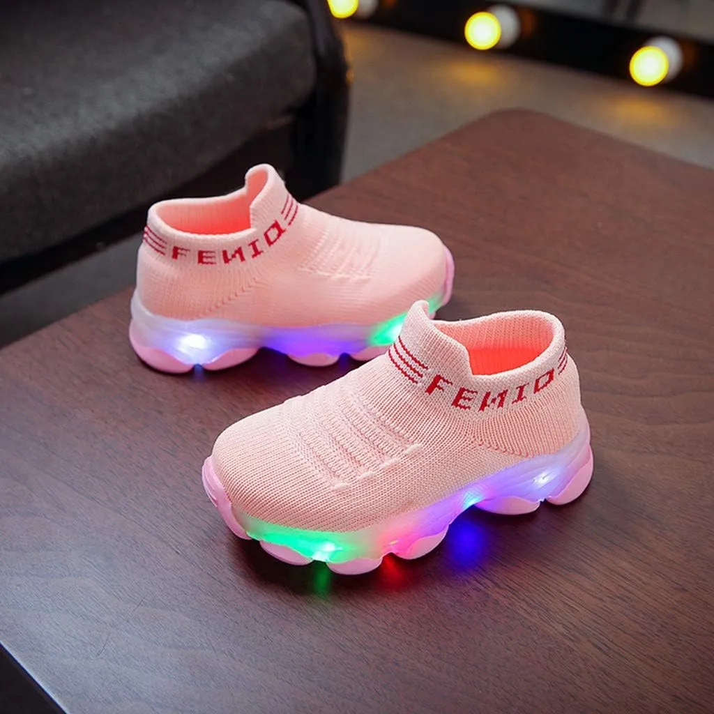 Toddler Sneakers,Kids Baby Boys Girls Bling Led Light Sport Shoes Children Mesh Luminous Sneakers Shoes