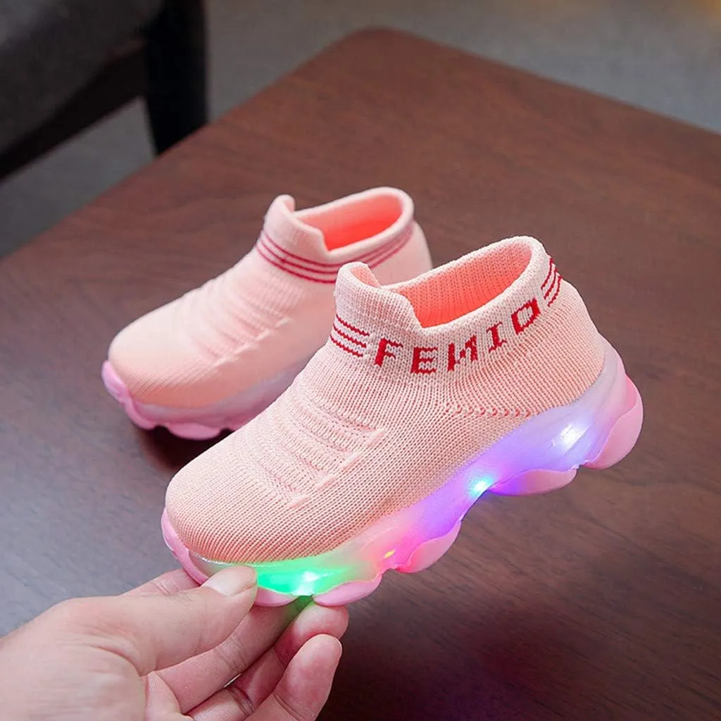 Toddler Sneakers,Kids Baby Boys Girls Bling Led Light Sport Shoes Children Mesh Luminous Sneakers Shoes