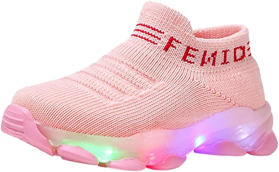 Toddler Sneakers,Kids Baby Boys Girls Bling Led Light Sport Shoes Children Mesh Luminous Sneakers Shoes