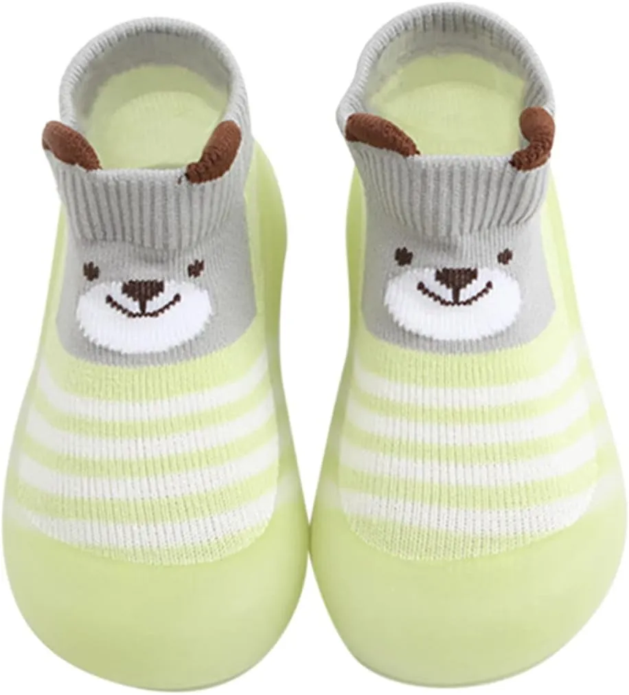 Toddler Sock Shoes,Baby Boys Girls Non Slip Flat Socks Shoes Lightweight Cute Cartoon Duck Bear Pattern Boys Shoes