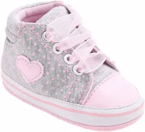 Unisex Baby Boy Girl Canvas Sneaker Love Prints Soft Sole Tulle Shoelaces Lace up Ankle First ?alkers Shoes