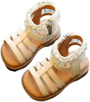 Unisex-Child and Toddler Baby Girls Shoes Anti Slip Soft Sole Casual Sandals Princess Summer Beach (White, 4.5 Infant)