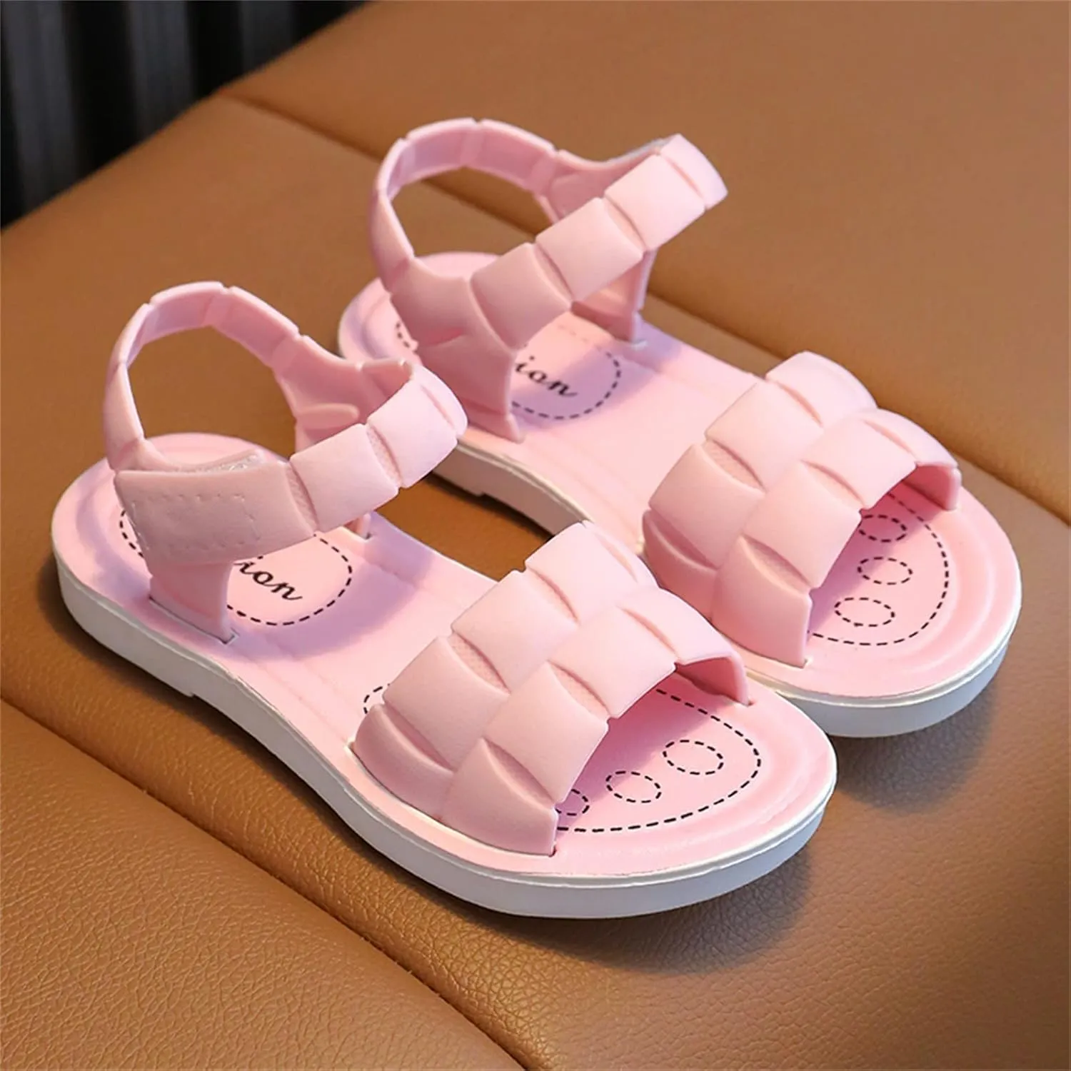 Unisex-Child and Toddler Baby Girls Shoes Soft Sole Non Slip Casual Sandals Princess Summer Beach (Pink, 1 Big Kids)