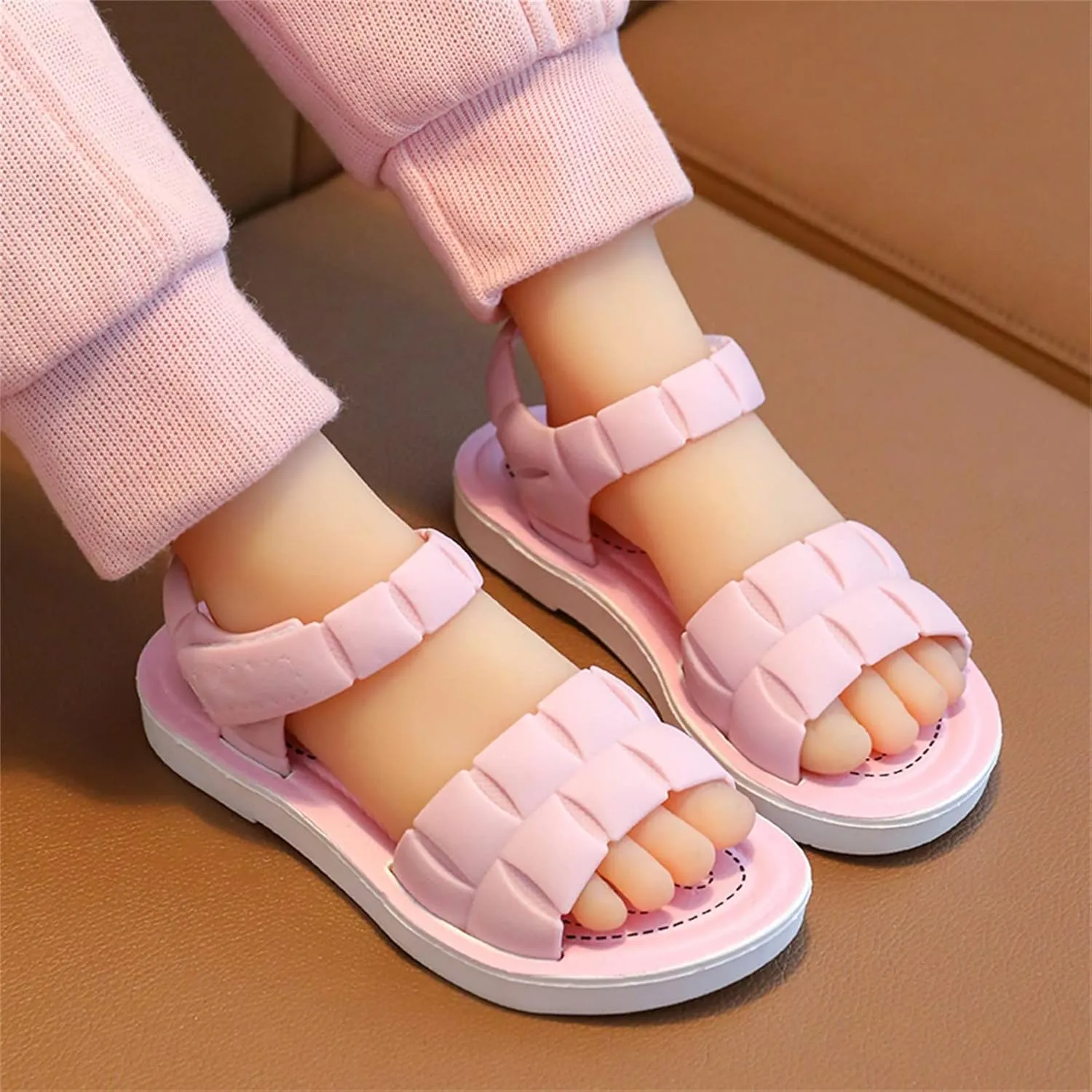 Unisex-Child and Toddler Baby Girls Shoes Soft Sole Non Slip Casual Sandals Princess Summer Beach (Pink, 1 Big Kids)