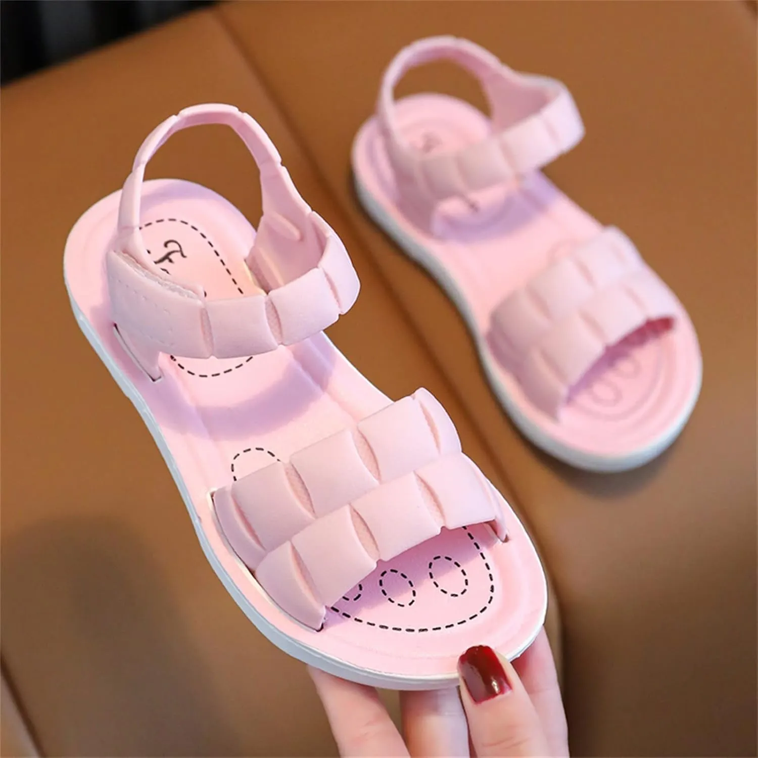 Unisex-Child and Toddler Baby Girls Shoes Soft Sole Non Slip Casual Sandals Princess Summer Beach (Pink, 1 Big Kids)