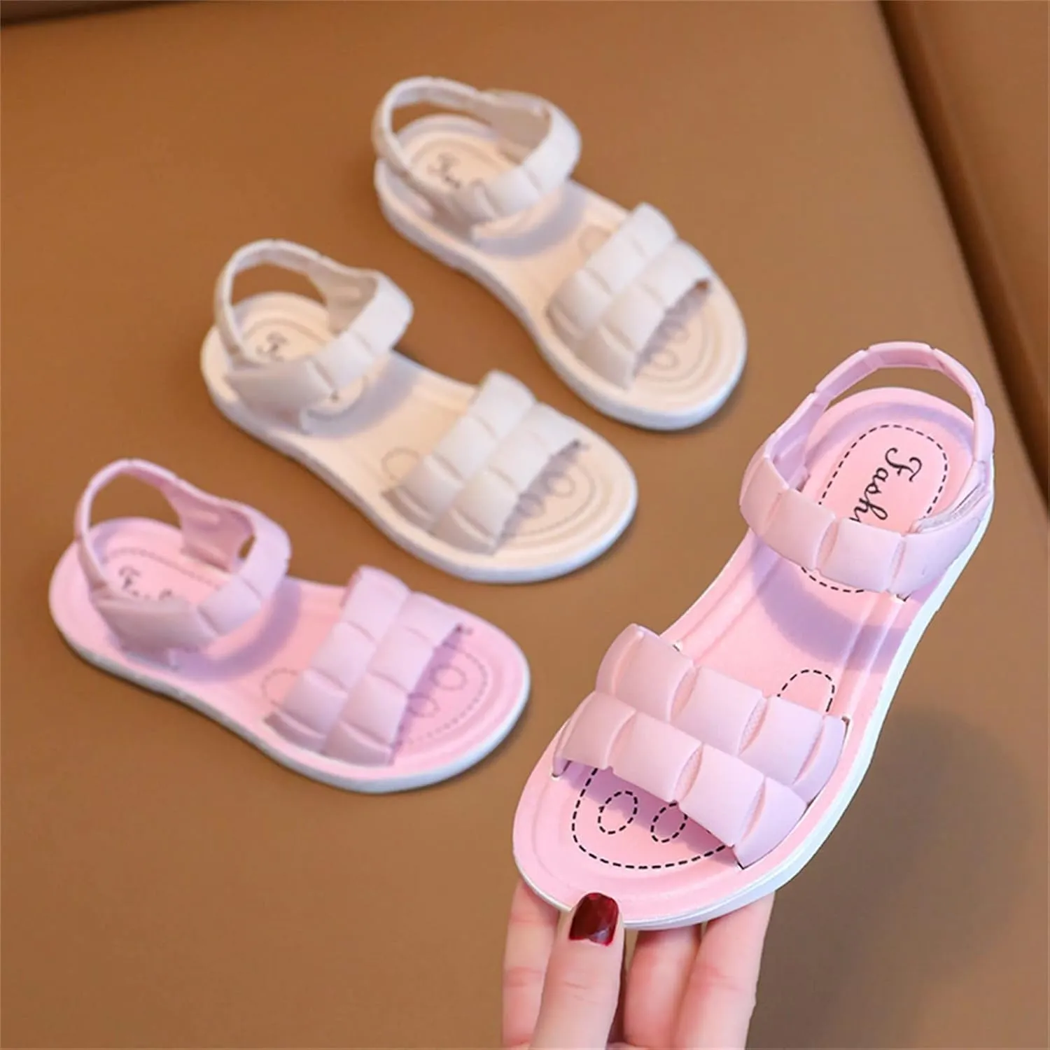 Unisex-Child and Toddler Baby Girls Shoes Soft Sole Non Slip Casual Sandals Princess Summer Beach (Pink, 1 Big Kids)