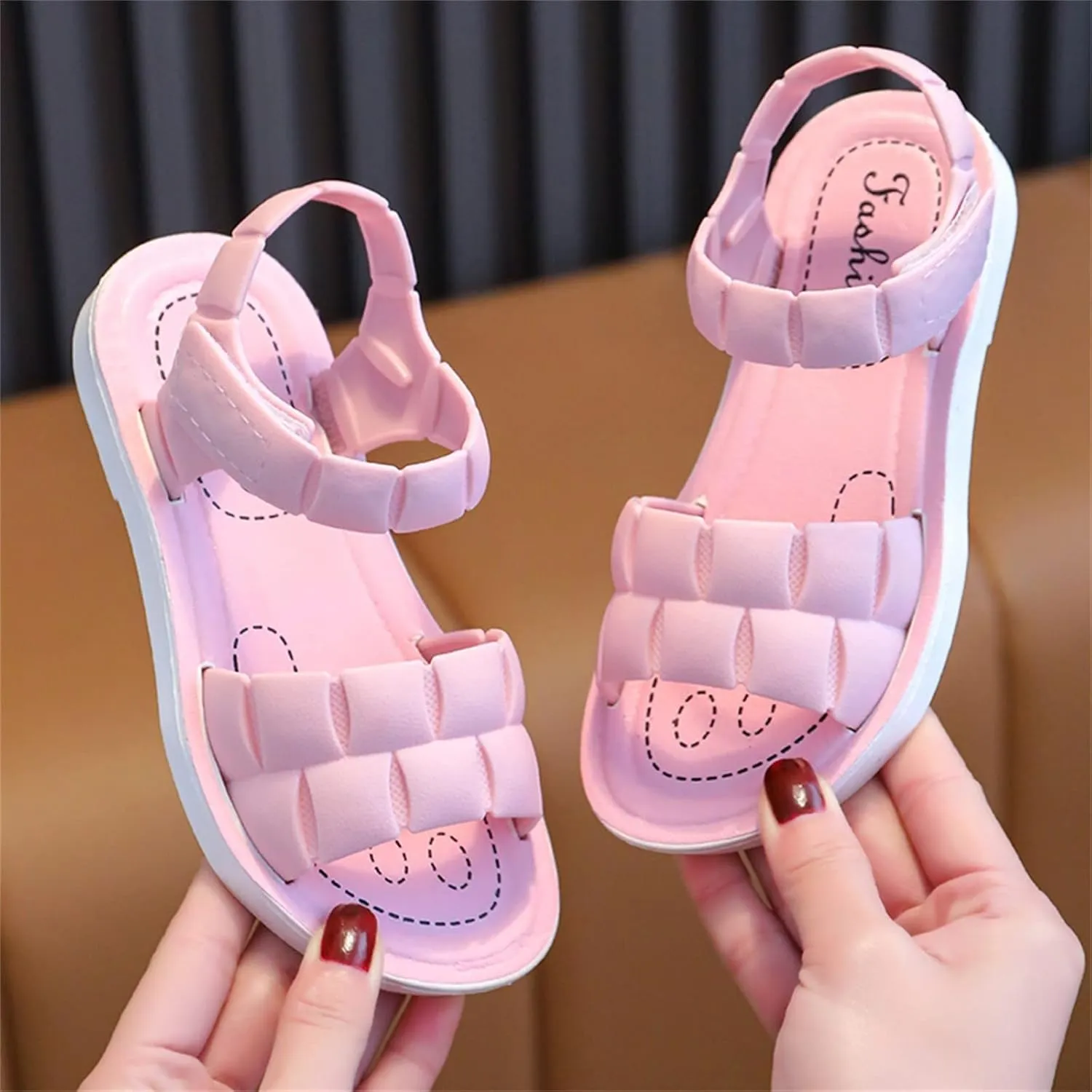 Unisex-Child and Toddler Baby Girls Shoes Soft Sole Non Slip Casual Sandals Princess Summer Beach (Pink, 1 Big Kids)